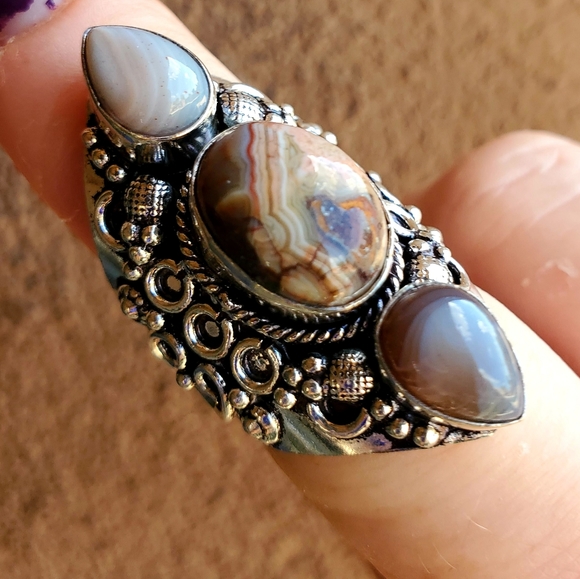 New Botswana Agate 925 Silver Statement Ring. - Picture 6 of 9